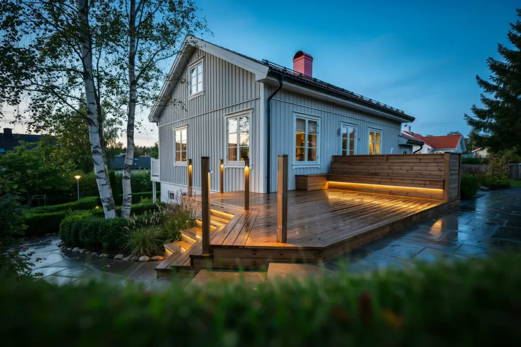 altan med inbyggd belysning praktiska l sningar f r tryggare kv llar och b ttre st mning ute