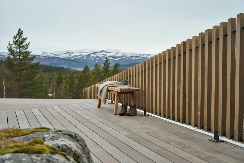 fj llanpassad altan med vindskydd i re