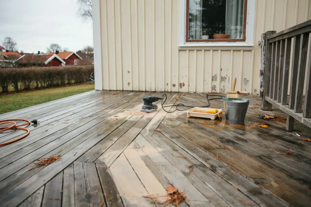 tv tta slipa och olja altanen i r tt ordning